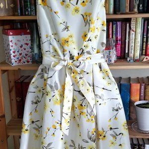 Jessica Howard, Size 14, Belted, Yellow Multi-colored Cocktail Dress